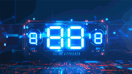 Retro-Style Blue Digital Display on a Bright White Background