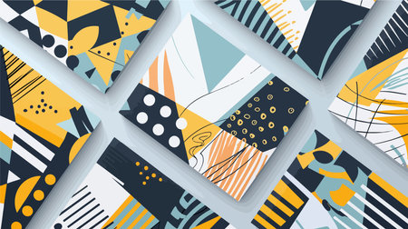 Modern Geometric Patterned Business Card Design with Vector Illustrationのイラスト素材
