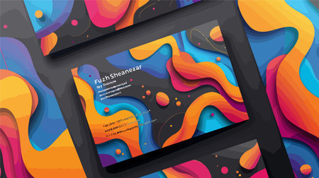 Whimsical Zigzag Business Card Vector Illustrationのイラスト素材