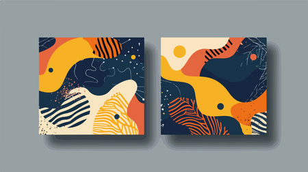 Modern Abstract Vector Illustration with Organic Shapes and Fluid Designのイラスト素材