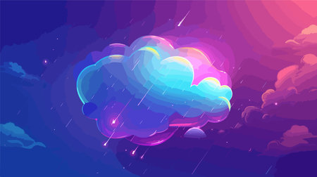Cloud Icon in Neumorphism Style for Business User Interfaces with Gray Blue Gradientのイラスト素材