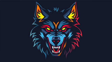 Colorful Wolf Head Logo: Symbol of Predatory Animal Spiritのイラスト素材