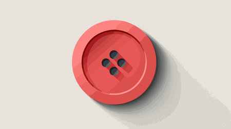 Red Button with Shadow on a Light Background Fashion Icon