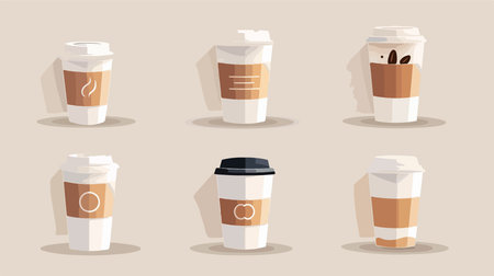 Modernistic Coffee Cup in Three-Dimensional Neumorphic Style for Business Presentationsのイラスト素材