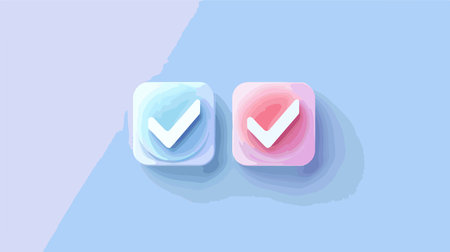 Neumorphic Check Mark Icons in Modern Styleのイラスト素材