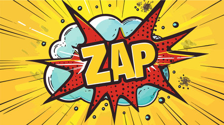 Explosive Comic Book Sound Effect: "ZAP!" in Vibrant Bubble Speechのイラスト素材