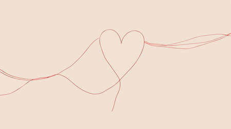 Pink Heart Shaped Continuous Line Drawing for Valentine's Day