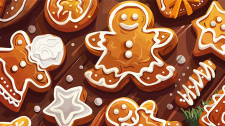 Baking Traditional Gingerbread Cookies for Festive Occasionsのイラスト素材