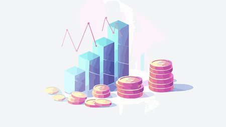 Cost Increase Icon Illustrated with Neumorphism Design for Business Presentationsのイラスト素材