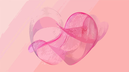 Pink Heart Shaped Continuous Line Drawing for Valentine's Dayのイラスト素材