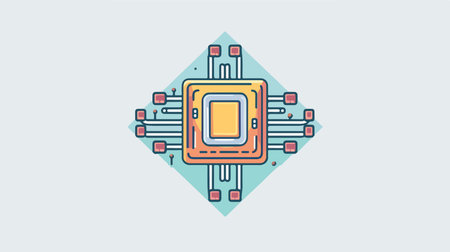 Illustrative Computer Microchip on a Radiant Light Canvasのイラスト素材