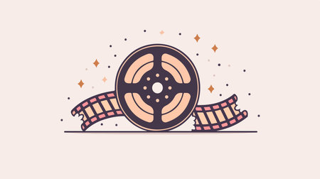 Cinematic Filmstrip Outline Icon with Light Backgroundのイラスト素材