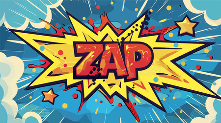 Explosive Comic Book Sound Effect: "ZAP!" in Vibrant Bubble Speechのイラスト素材