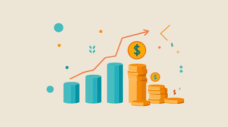 Finance Cost Increase Growing Bar Graph Iconのイラスト素材