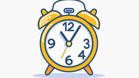 Yellow Clock Icon Depicting Time Symbol with Four Quadrants and Countdown Timerのイラスト素材