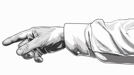 Monochrome Hand Clutching an Unidentified Object in White Shirtのイラスト素材