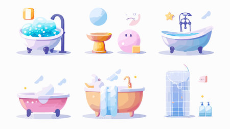 Modern Bath Icon in a Minimalistic Neumorphism Designのイラスト素材