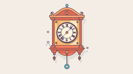 Antique Wall Clock with Ornate Pendulum on Light Backgroundのイラスト素材