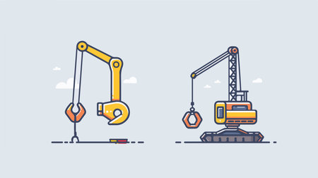 Industrial Crane Hook Icon with Light Backgroundのイラスト素材