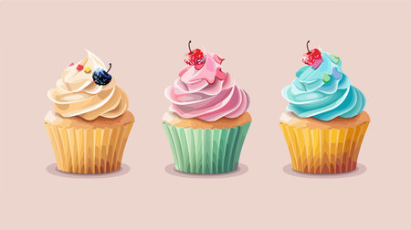Modern Cupcake Icon in a Minimalist Neumorphism Style for Web Designのイラスト素材