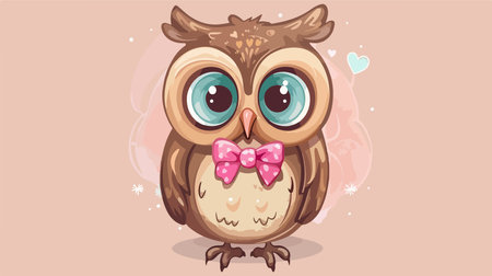 Adorable Owl with Dapper Bow Tie: A Charming Wildlife Portraitのイラスト素材