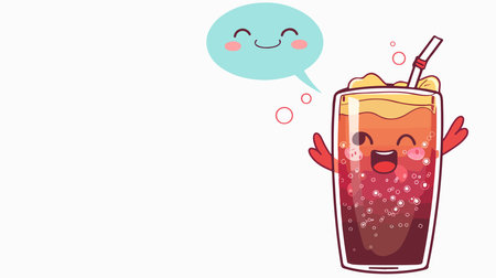 Kawaii Soda Adorned with a Delightful Speech Bubbleのイラスト素材