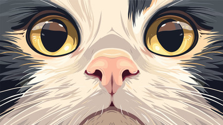Adorable Cartoon Cat Face Vector Illustration in Vibrant Styleのイラスト素材