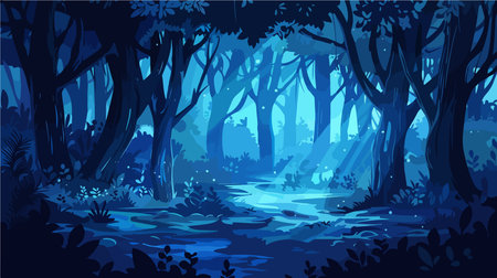 Dark Abstract Forest Landscape with Intricate Detailsのイラスト素材