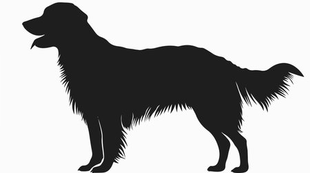 Full-Length Black Dog Silhouette in Side Profile with Vector Illustrationのイラスト素材
