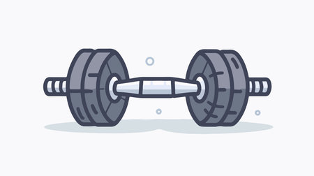 Minimalist Dumbbell Icon Outline on White Background: Concept of Fitness and Exerciseのイラスト素材