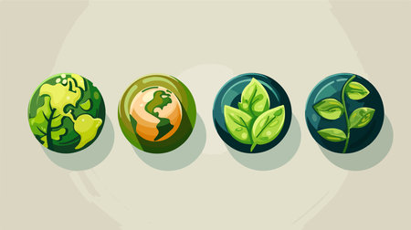 Green Environment Symbols: Four Icons Representing Ecological Sustainabilityのイラスト素材