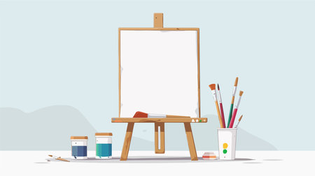 Watercolor Mockup of Easel Icon on a Light Backgroundのイラスト素材