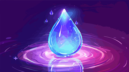Luminous Water Drop Adorned with Freshness in a Dynamic Cascadeのイラスト素材