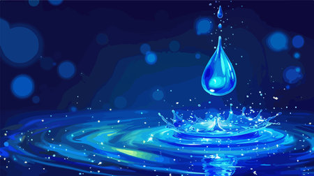 Luminous Water Drop Adorned with Freshness in a Dynamic Cascadeのイラスト素材