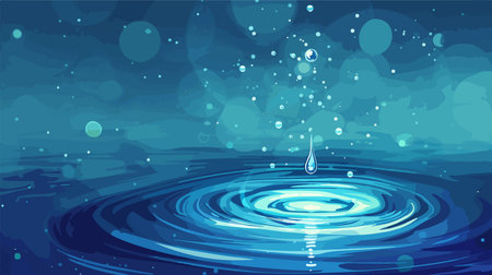 Falling, Glistening Water Droplet in Vector Illustrationのイラスト素材