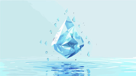 Low Polygon Water Drop Splashing and Dripping with Modern Designのイラスト素材