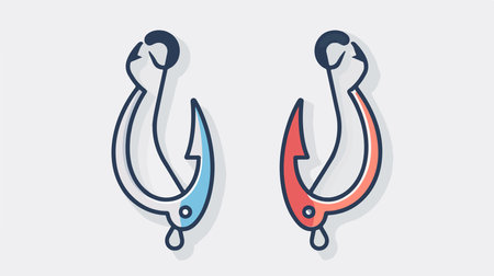 Light Blue Fishhook Icon Symbol Isolated on White Backgroundのイラスト素材