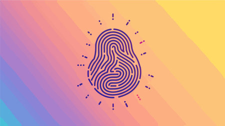 Fingerprint Icon Illuminated on a Bright Background Representing Biometric Technologyのイラスト素材