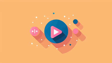Animated Play Button Outline Icon with Vibrant Social Media Colorsのイラスト素材