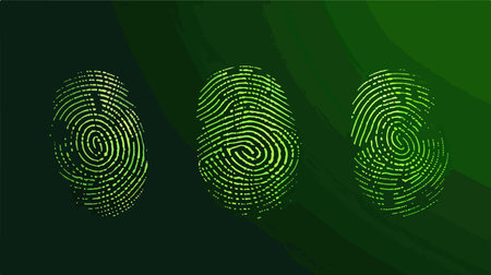 Green and Blue Thumbprint Vector Illustration with Gemstone Patternのイラスト素材