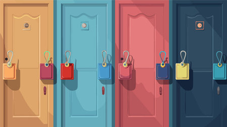 Four Please Do Not Disturb Door Hangers in Different Colorsのイラスト素材