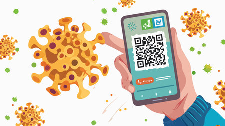 Close-up of a Smartphone with a COVID-19 Vaccination QR Code