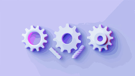 Modern Neumorphic Gears Icon for Business Websites and Applications