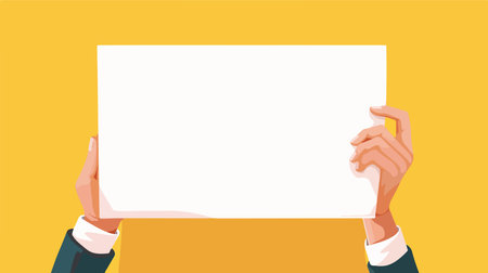 Hand Displaying an Empty Poster for Editable Textのイラスト素材