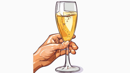 Hand Holding a Sparkling Glass with Bubblesのイラスト素材