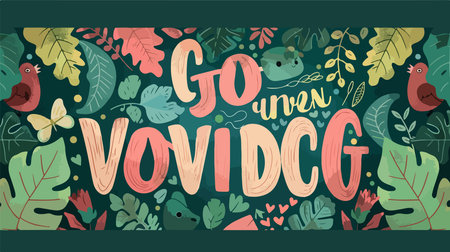 Hand-Drawn Go Vegan Phrase in Cartoon Style Vector Illustration