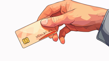 Hand Holding Credit Card for Payment in Vector Illustrationのイラスト素材