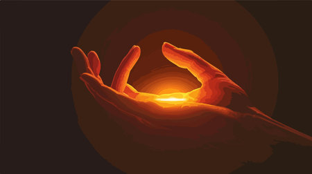 Prithvi Mudra Hand Gesture for Element Earth Isolated on Whiteのイラスト素材