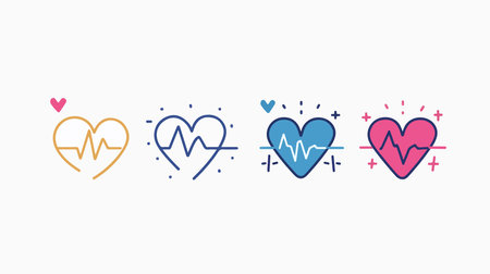 Heartbeat Icon Representing Healthcare and Love Pulse Rhythmのイラスト素材