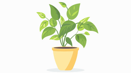 Cartoon Vector Illustration of an Isolated House Plant in Vibrant Colorsのイラスト素材